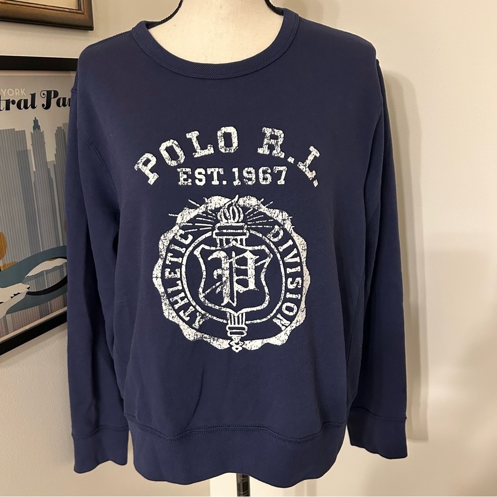 Polo Ralph Lauren Navy Crest Sweatshirt XL Vintage Feel